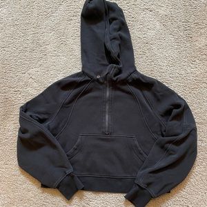 Lululemon black cropped 3/4 zip scuba hoodie size 6